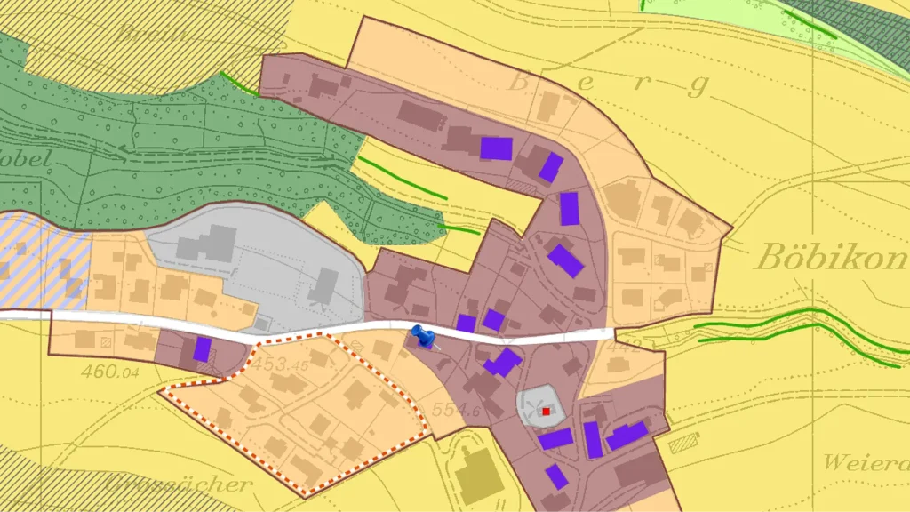 Böbikon: Periphere Baulandreserven und ungenutztes Schulareal.